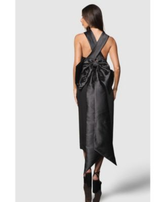 Women's Cross Over Front Bow Back Midi Dress