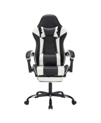 Streamdale Gaming Chair with Footrest, Ergonomic Computer Chair, Black White