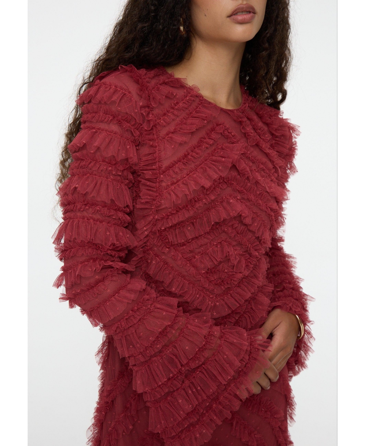 Maryisa Women's Modest Embellished Sequin Beaded Dress Maxi Blush