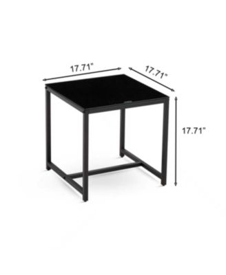Streamdale Black Glass Night Stand, MDF Side Table, Small Tea Table