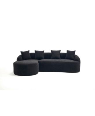 Streamdale Compression L-Shape Sectional Sofa with Curved Chaise, Black Modular Chenille Couch