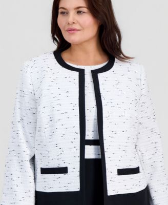 Plus Size Colorblocked Open-Front Cardigan