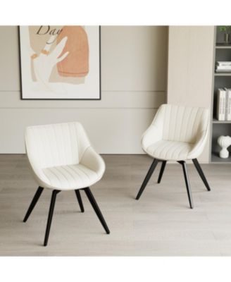 MDF Modern Round Coffee Table & 2 PU Dining Chairs Set