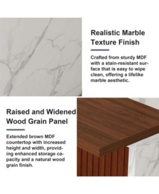 Black Marble Kitchen Island with LED Lighting & Grille Details