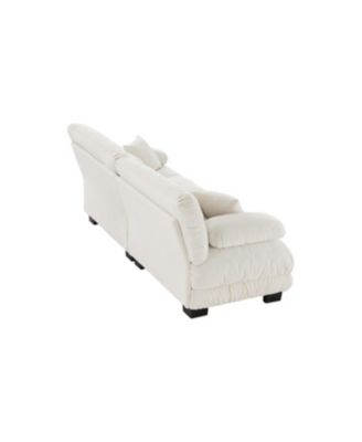 Streamdale Cloud Couch 2 Seater Sofa, Chenille White with Lumbar & Throw Pillows