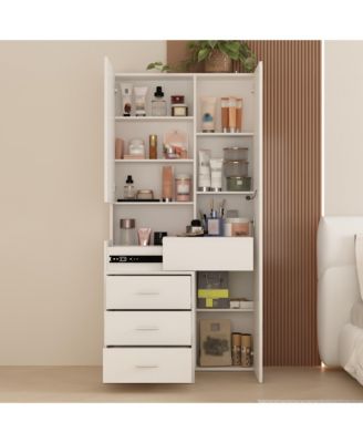 LED Dressing Table with full body mirror | Sliding cover hidden compartment+three drawer large capacity | Versatile in bedroom/dressing room