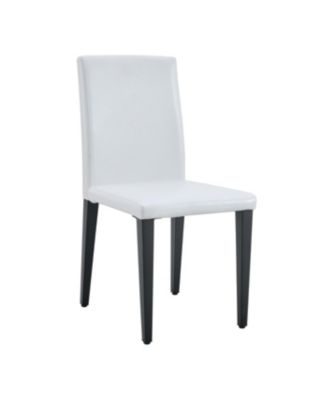 Set of 2 White PU Dining Chairs with Black Metal Legs