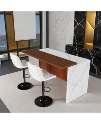 Black Marble Kitchen Island with LED Lighting & Grille Details