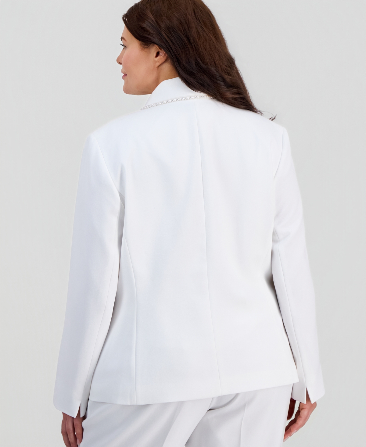 Kasper Plus Pearl-Trim Shawl-Collar Jacket