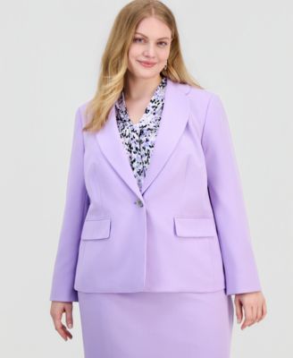 Plus Size Petal Lapel One-Button Jacket