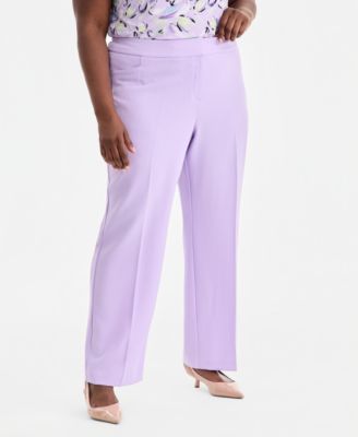 Plus Size Stretch Crepe Fly-Front Trousers