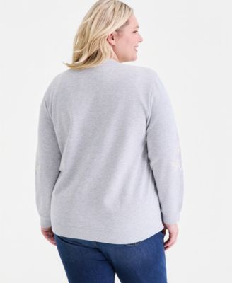 Plus Size Floral Embroidered Sweatshirt
