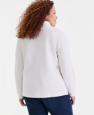 Plus Size Corded Knit Mock Neck Sweatshirt, Macy's Exclusive
