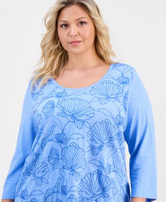 Plus Size Embroidered Scoop-Neck Top
