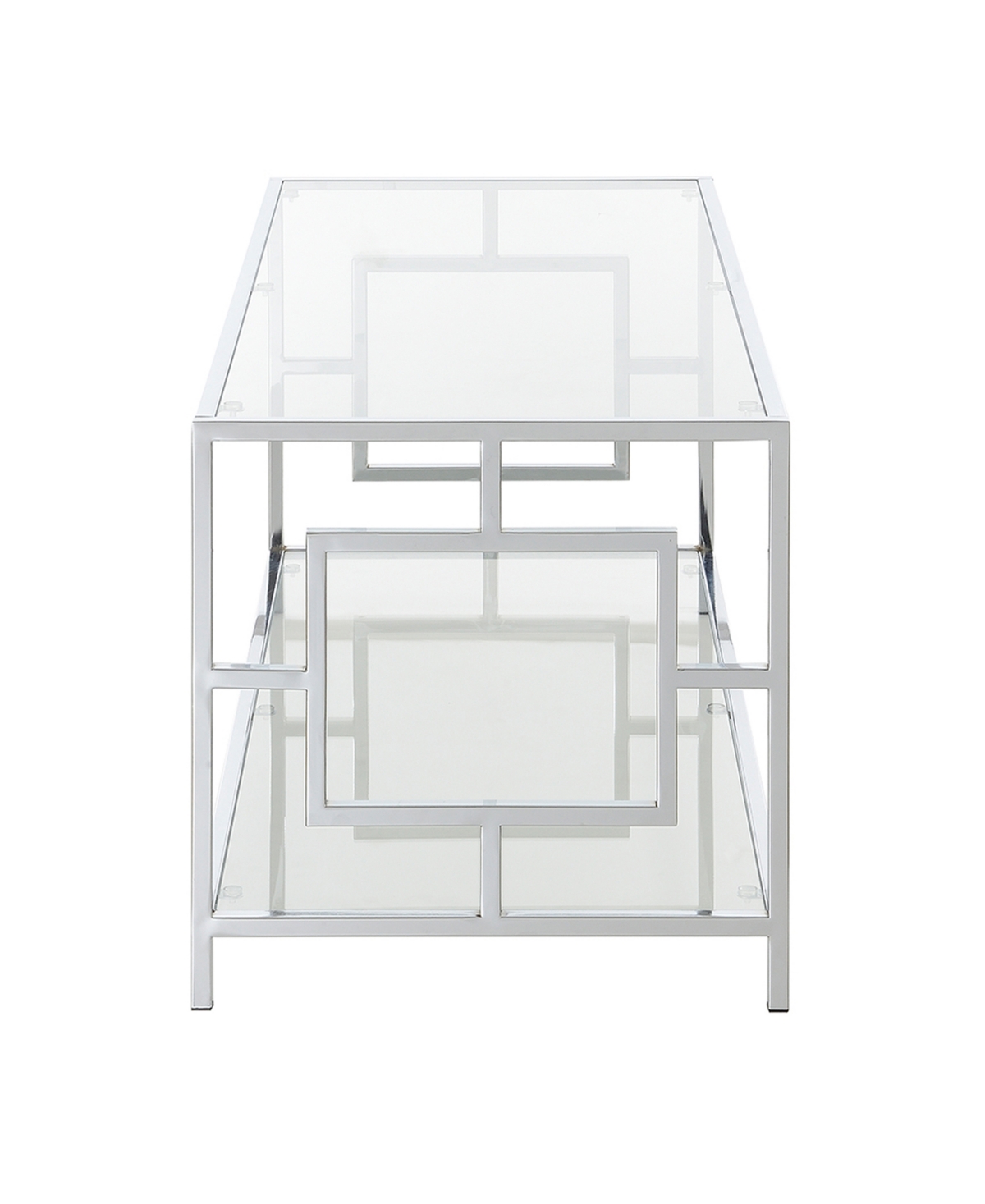 Convenience Concepts 42" Chrome Town Square Coffee Table With Shelf In Transparent