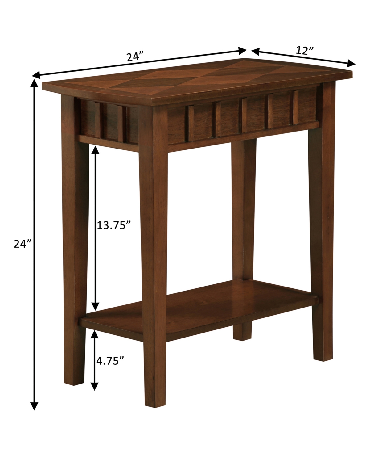 Convenience Concepts 24" Dennis Rubberwood End Table In Brown
