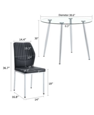  Glass Dining Table Set with 4 Black PU Chairs