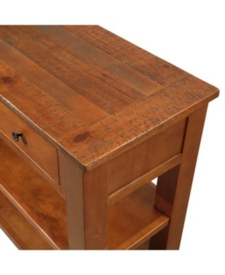 48" Solid Pine Wood Console Table with 3 Drawers & 2 Shelves (Brown)
