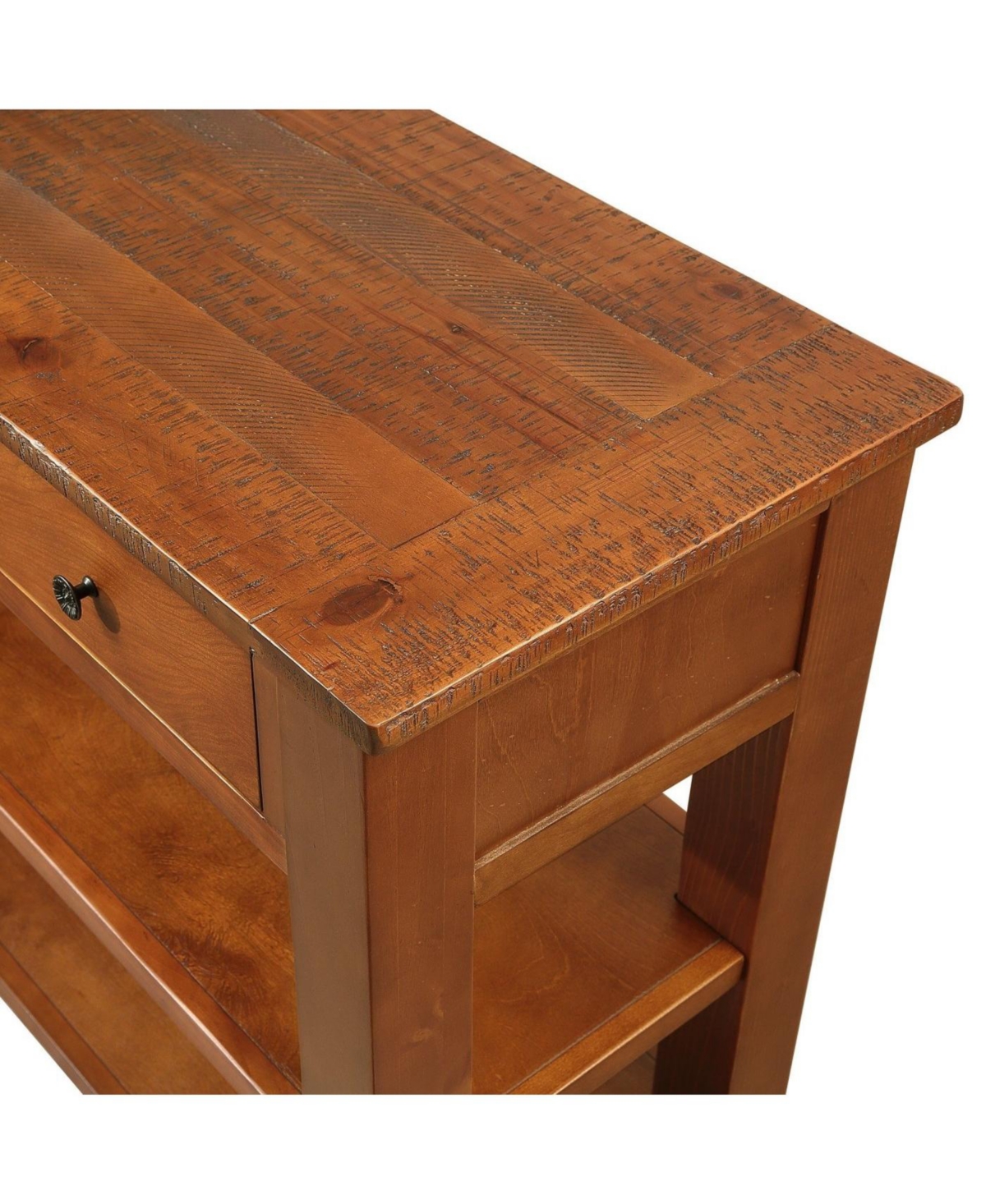Streamdale Furniture 48" Solid Pine Wood Console Table with 3 Drawers & 2 Shelves (Brown)