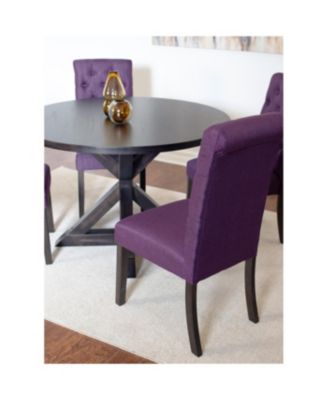  35" Round Dining Table & 4 Chairs Set - Mid-Century Modern Glass Top