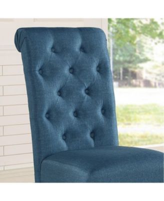  Urban Style Wood Dark Wash Turned-Leg Dining Set: Table and 4 Chairs, Blue