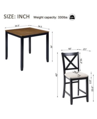 5-Piece Counter Height Dining Table Set with 4 Chairs, Black & Oak