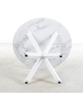 42.1" White Mid-century Dining Table with Round MDF Top