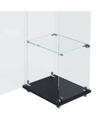  Premium 5-Tier Glass Display Case with 5 LED Modes, Single Door Bookshelf
