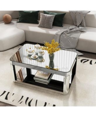 Baked curved mirror Coffee Table for Living Room