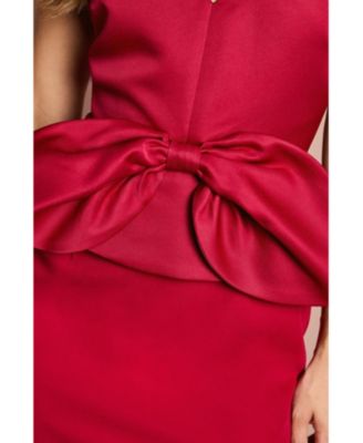 Women's Halter Neck Satin Column Midi Dress