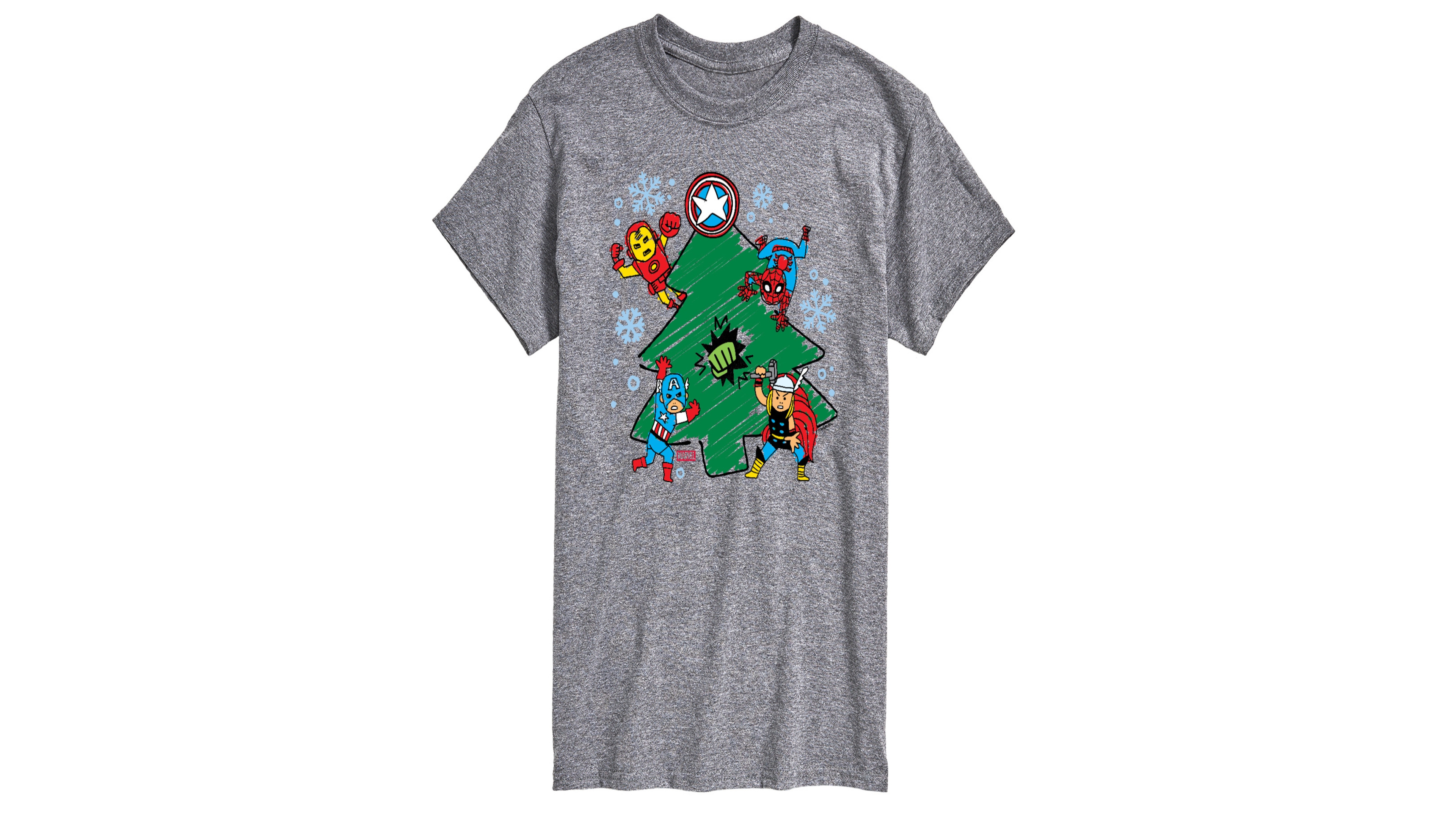 Airwaves Men's Marvel Avenger Christmas Sketch Short-Sleeve Graphic T-Shirt