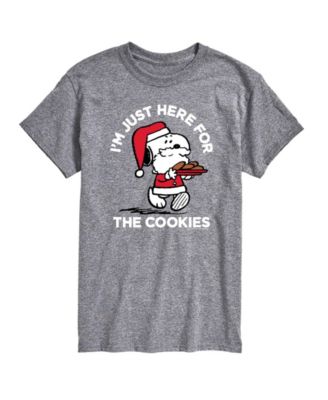Men's Peanuts Santa Snoopy I'M Just Here for the Cookies Graphic Short-Sleeve T-Shirt