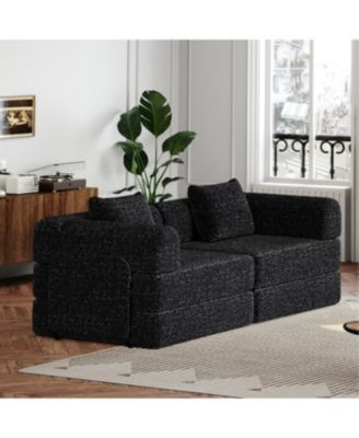 72.4" Convertible Sofa Bed with Storage Pockets and Cushions