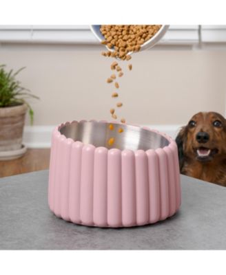 Ripple Ridge Small/Medium Slanted Concrete and Stainless Steel Bowl 16oz (2 Cups) Pet Feeder