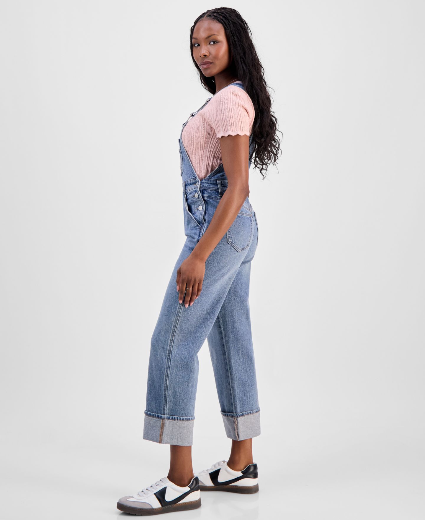 Женский комбинезон And Now This Petite Cuffed Denim Overalls, цвет: Средняя варка — фото 2