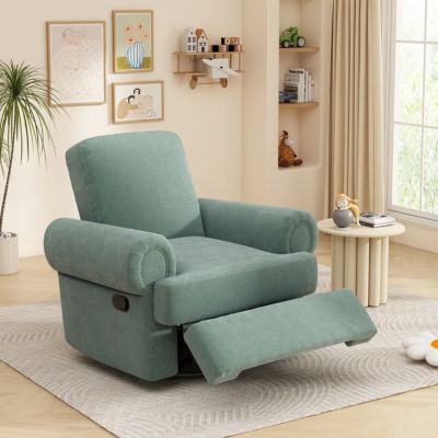 Streamdale Manual Recliner Sofa Swivel Rocker Chair with Adjustable Backrest, Sky Blue