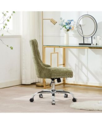 Modern Chenille Tufted Office Chair with Chrome Base, Adjustable Swivel