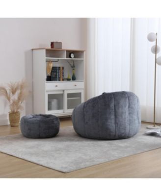 Modern Bean Bag Chair with Ottoman for Adults