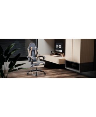 Gaming Chair with Footrest and Massage Lumbar Support