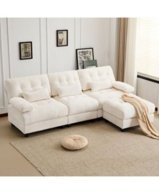 93" 3+1 Seater Sofa w/ Ottoman, Adjustable Backrest