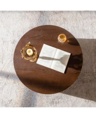 Round Lift-Top Coffee Table, Handcrafted Wooden Tea Table