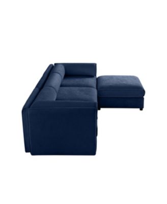 Elegant Blue Chenille L-Shaped Sofa with Storage and Ottoman