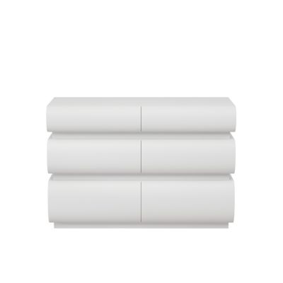  6 Drawer White Dresser, Modern Wide Storage Chest