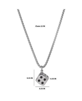 Men s Dice Pendant Necklace - 22'' Stainless Steel Box Chain