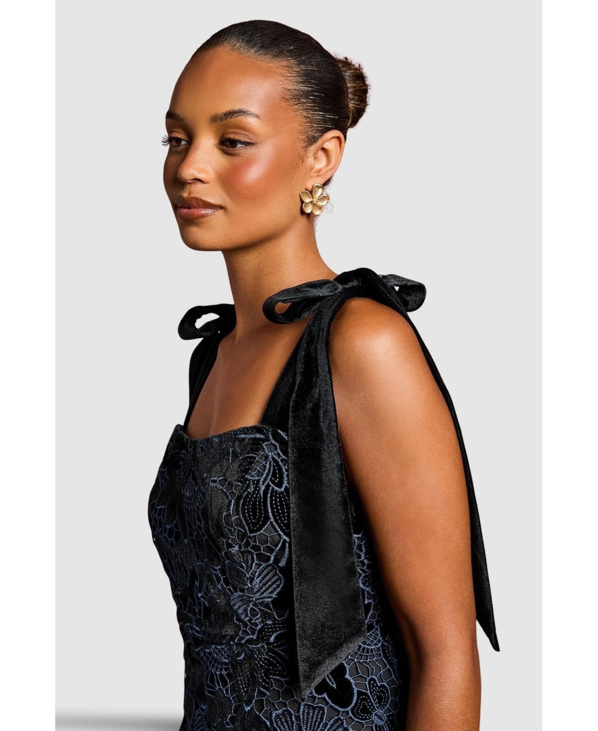 Coast Women's Velvet Lace Tie Shoulder Dress