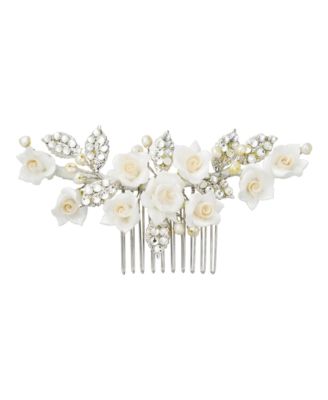 Untamed Petals Victoria Crystal Floral Comb - Silver