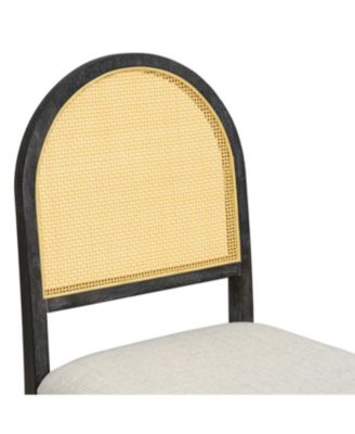 7-Piece Farmhouse Dining Set for 6 - 59.8" Distressed Oak Table & 6 Rattan Chairs