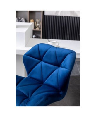 Breni Velvet Diamond Tufted Swivel Adjustable Height Barstool