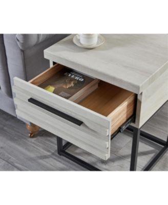  Astral 3-Piece Bedroom Set: Tufted Wingback Bed & 2 White Nightstands