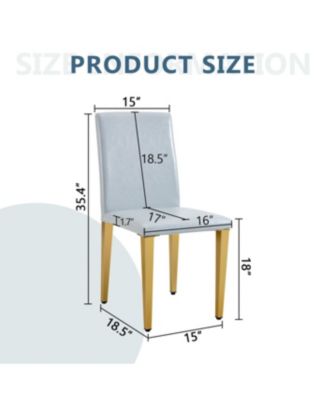 Set of 2 Light Gray PU Dining Chairs with Golden Metal Legs